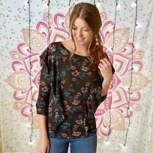 Host Pick!Free People Dock Street Black Floral Top
